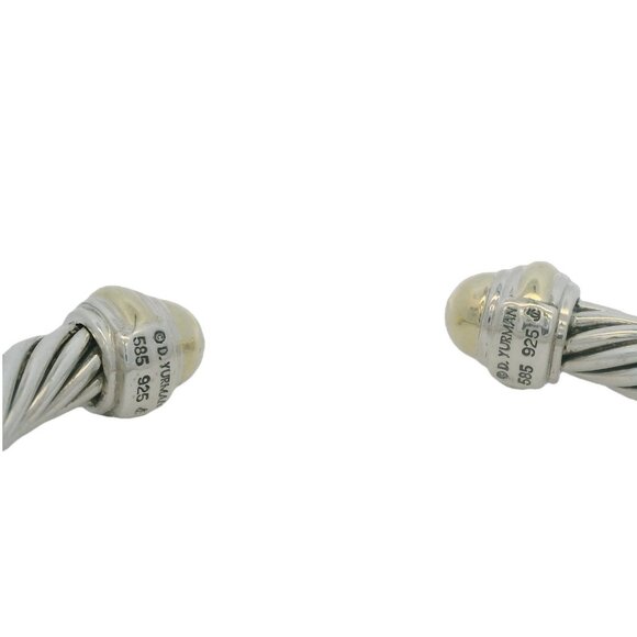 David Yurman Classic Cable Cuff Bracelet 925 Sterling Silver 14kt Yellow Gold - Picture 7 of 7